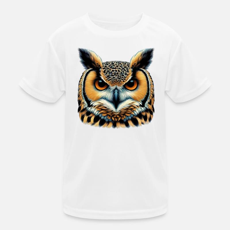 Eule - Kinder Funktions-T-Shirt - Weiß