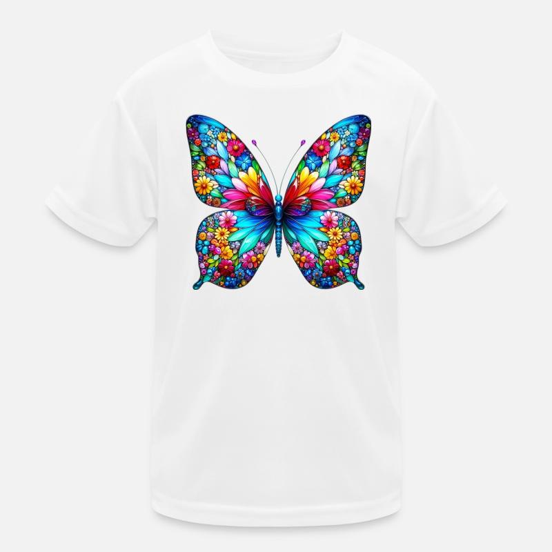 Schmetterling - Kinder Funktions-T-Shirt - Weiß
