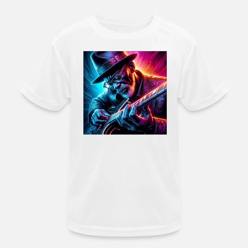 Guitariste rétro à effets néons T-shirt sport Enfant