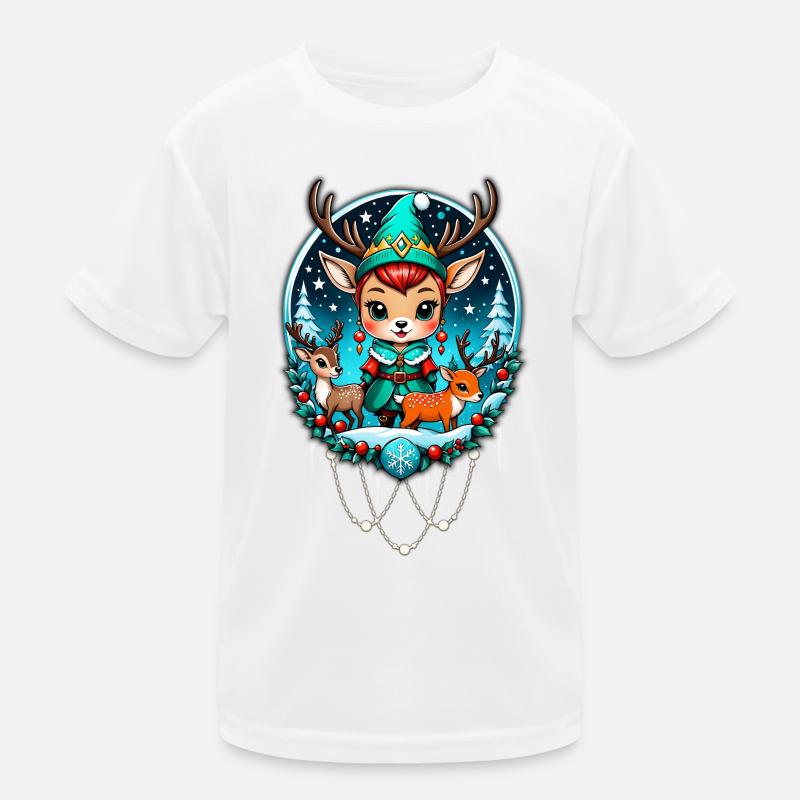 A cute reindeer elf style Kids Functional T-Shirt