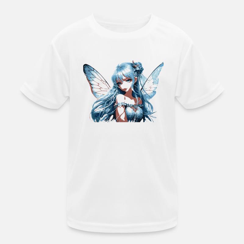 Blauer Feenflügel mit Blumen Kinder Funktions-T-Shirt