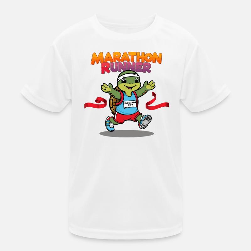 Turtle Marathon Runner Kids Functional T-Shirt