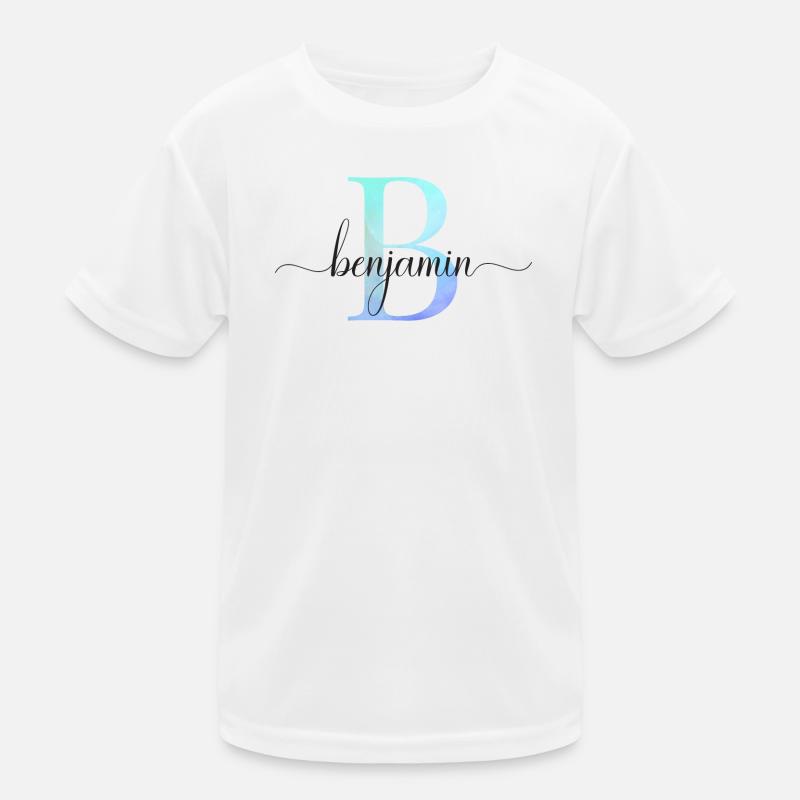 B| Monogramme | Nom | Benjamin | Aquarelle T-shirt sport Enfant