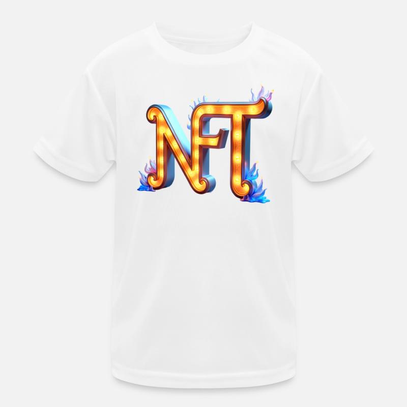 NFT in Lichtern – Leuchtendes Schilderdesign Kinder Funktions-T-Shirt