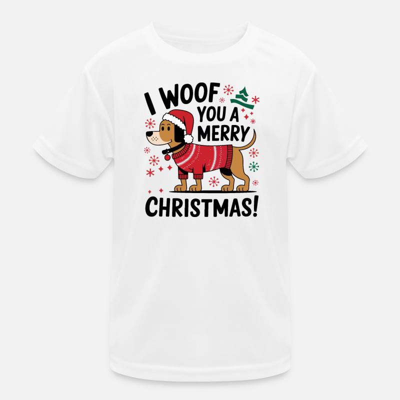 Festlicher Hund im Weihnachtspullover Kinder Funktions-T-Shirt
