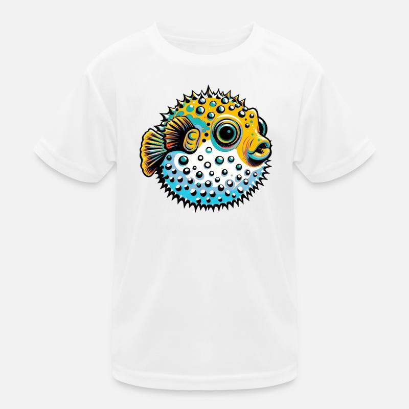Kugelfisch - Kinder Funktions-T-Shirt - Weiß