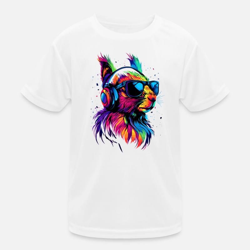 Eichhörnchen Kopfhörer Bunt Popart DJ Eichhörnchen Kinder Funktions-T-Shirt