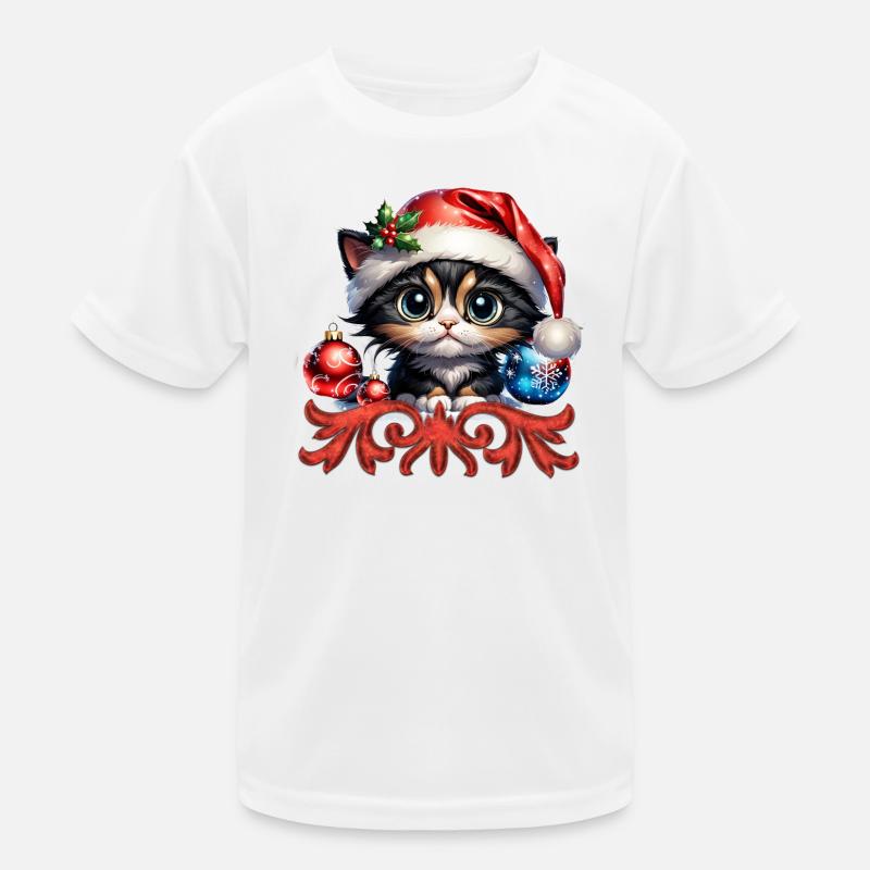 Adorable chaton de Noël. T-shirt sport Enfant