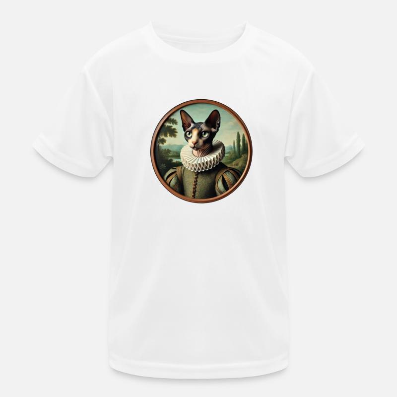 Porträt einer Sphynxkatze im Stil der Renaissance Kinder Funktions-T-Shirt