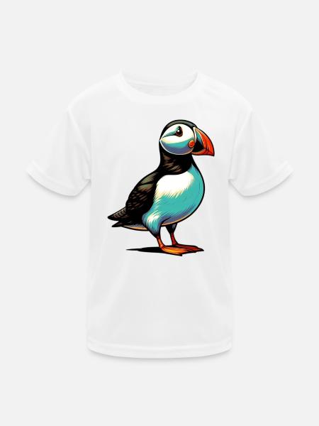 Papageitaucher - Kinder Funktions-T-Shirt - Weiß