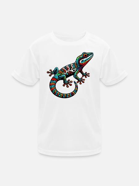 Gecko - Kinder Funktions-T-Shirt - Weiß