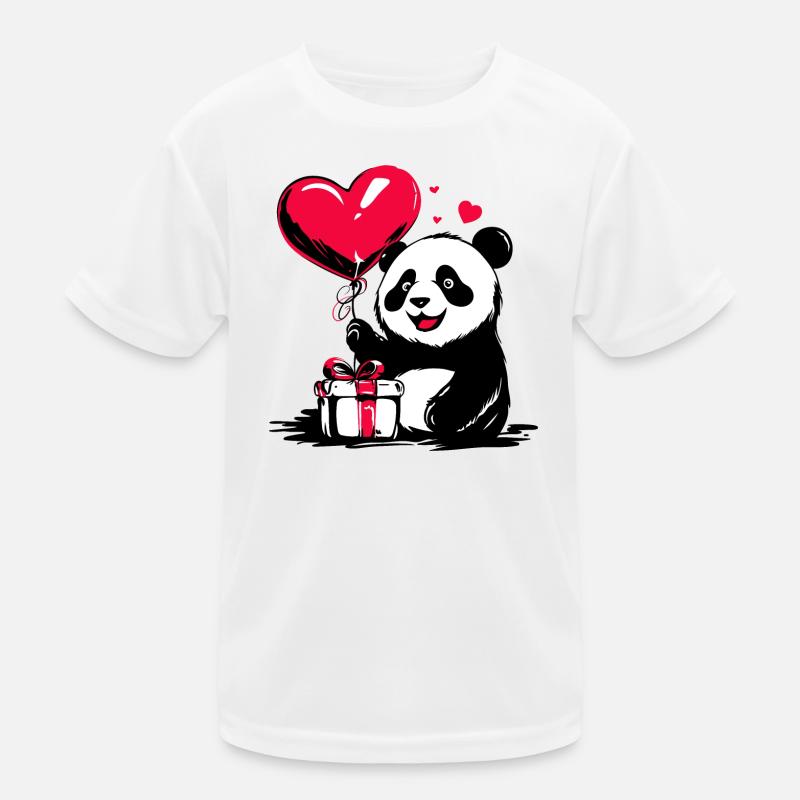Panda Bär mit Herz Luftballon - Heartful Creatures Kinder Funktions-T-Shirt