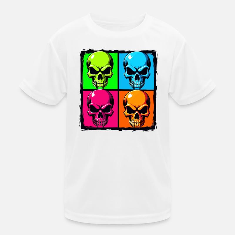 Bunte Totenköpfe Kinder Funktions-T-Shirt