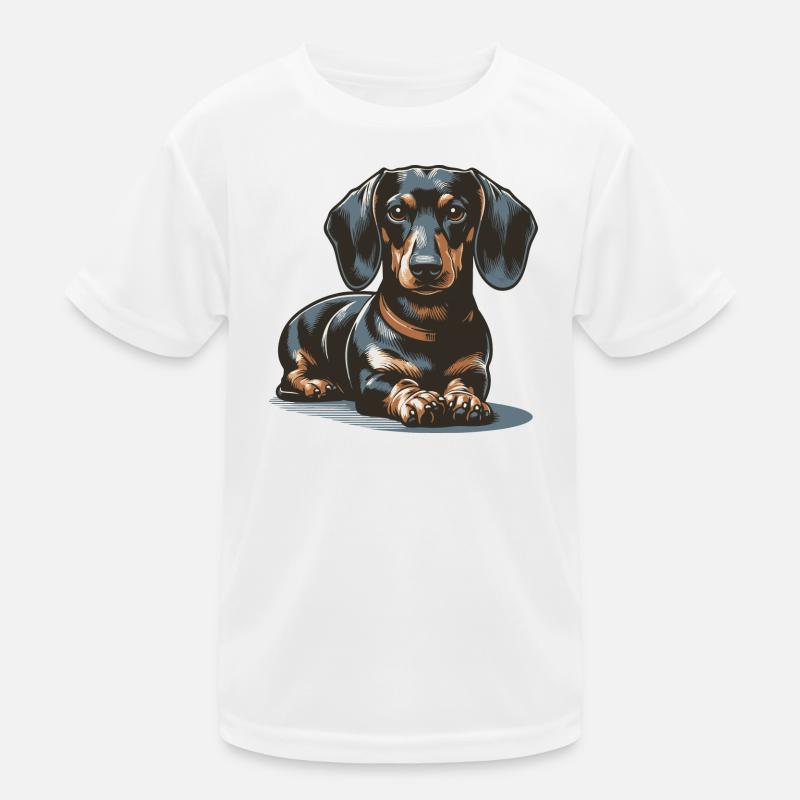 Dackel - Kinder Funktions-T-Shirt - Weiß