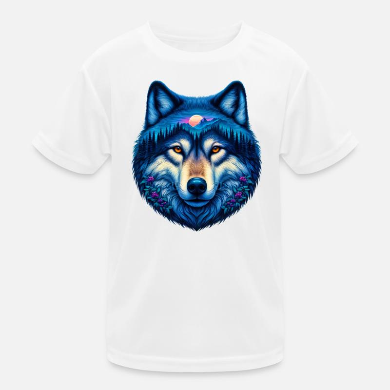 Wolf - Kinder Funktions-T-Shirt - Weiß