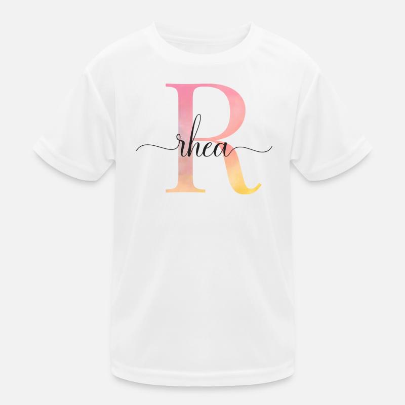 R | Monogramm | Name | Rhea |Watercolor Kinder Funktions-T-Shirt