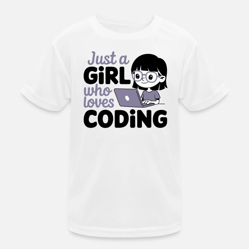 Nur ein Mädchen, das das Programmieren liebt - Kinder Funktions-T-Shirt - Weiß