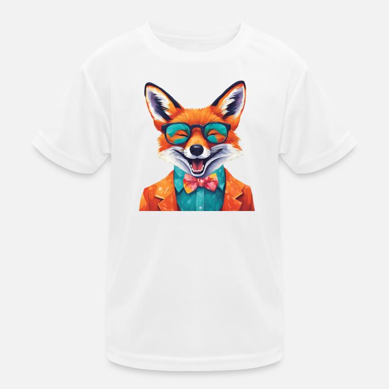 Lebendiger Fuchs in stilvoller Kleidung Kinder Funktions-T-Shirt