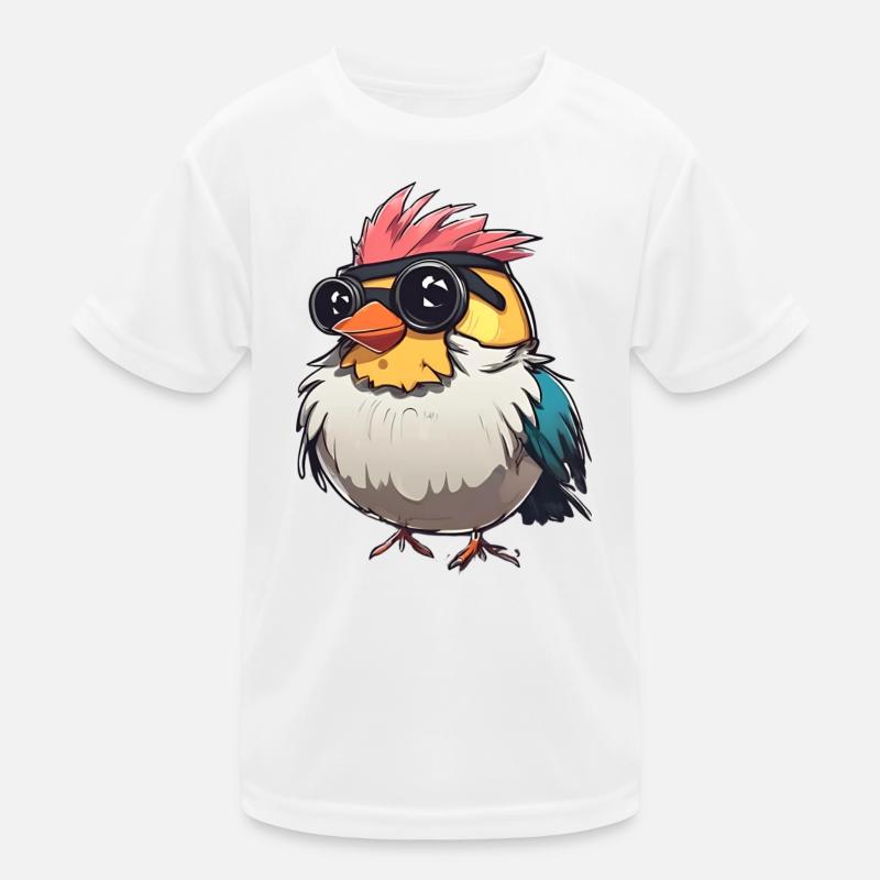 Bunte Techno-Vogel-Illustration Kinder Funktions-T-Shirt