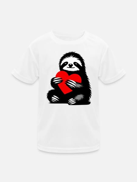 Faultier - Kinder Funktions-T-Shirt - Weiß
