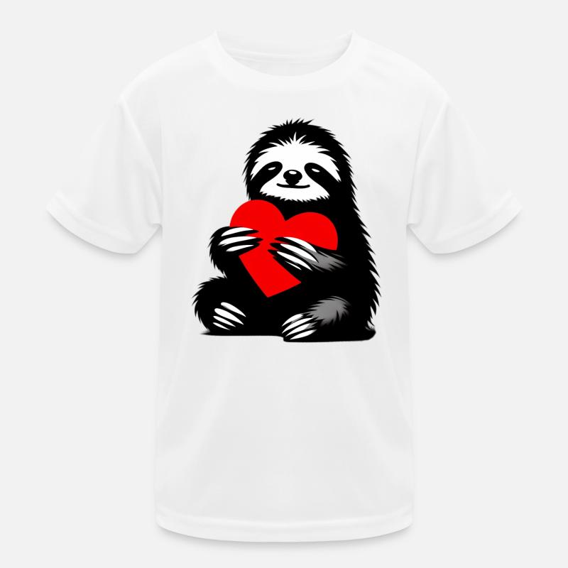 Faultier - Kinder Funktions-T-Shirt - Weiß