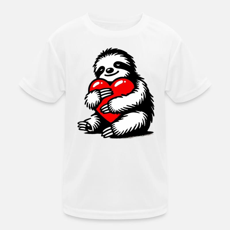 Faultier - Kinder Funktions-T-Shirt - Weiß