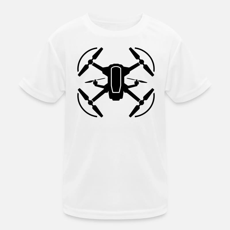 Drone Silhouette Emblem Kids Functional T-Shirt