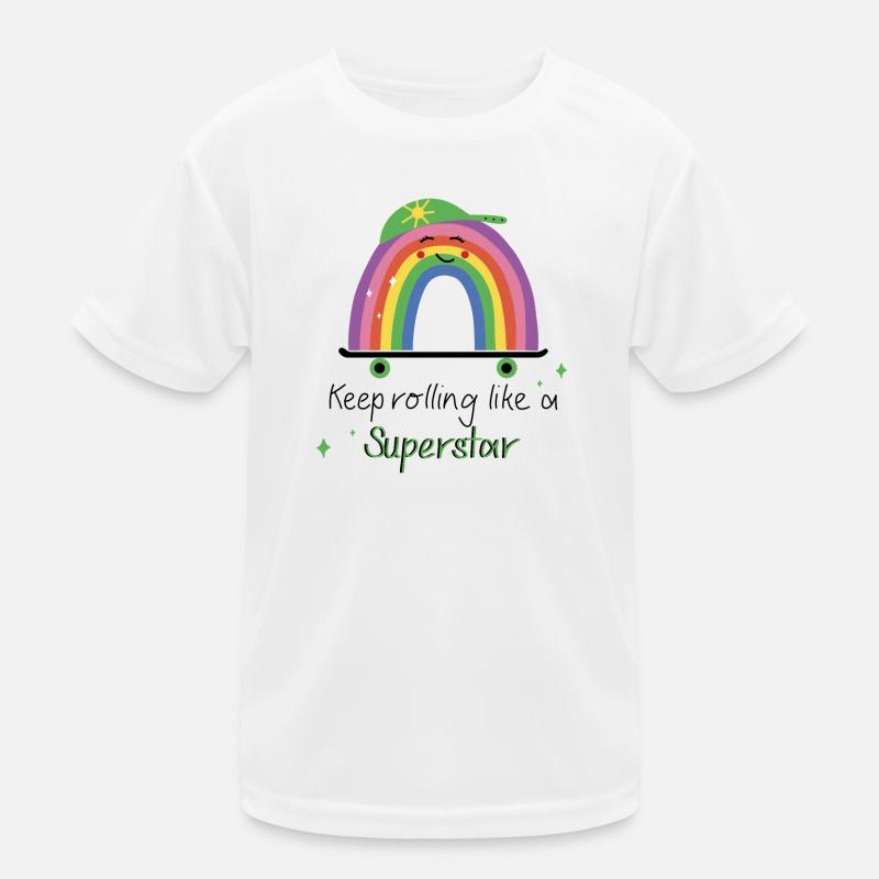 Keep Rolling Like a Superstar - Rainbow Skate Kids Functional T-Shirt