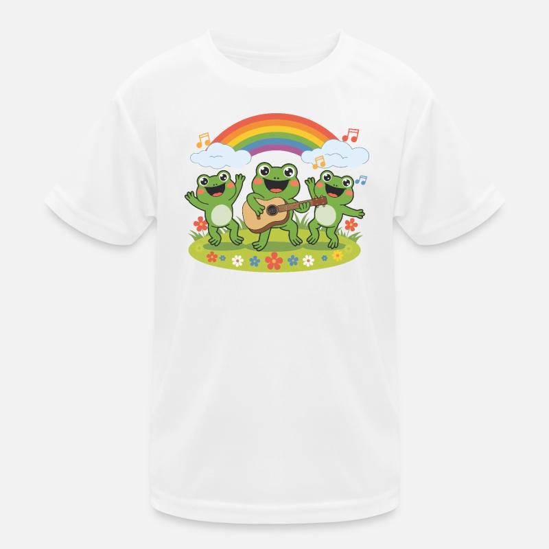 Froschband unter dem Regenbogen Kinder Funktions-T-Shirt