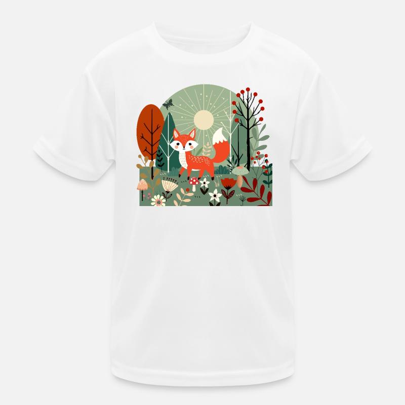 Cheerful fox in sunny forest Kids Functional T-Shirt