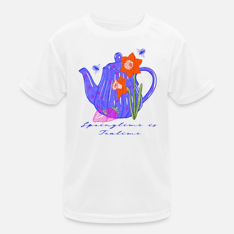 Blossom teapot in spring rush Kids Functional T-Shirt