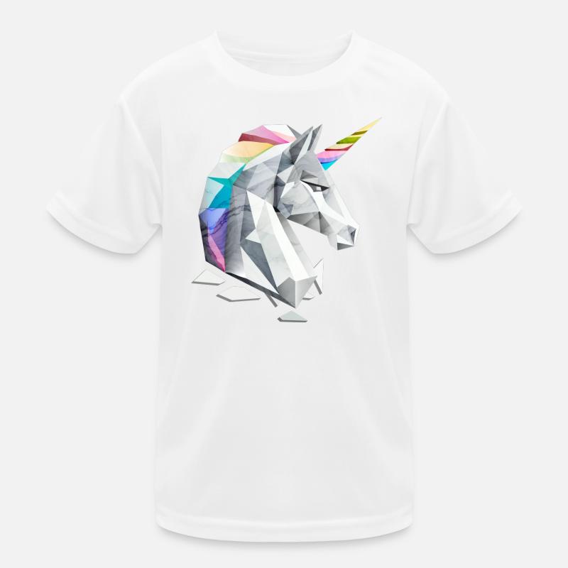 Geometrisches Einhorn mit Regenbogen-Mähne Kinder Funktions-T-Shirt