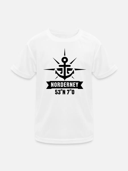 Norderney 53 Grad Nord 7 Grad Ost - Kinder Funktions-T-Shirt - Weiß - Vorne
