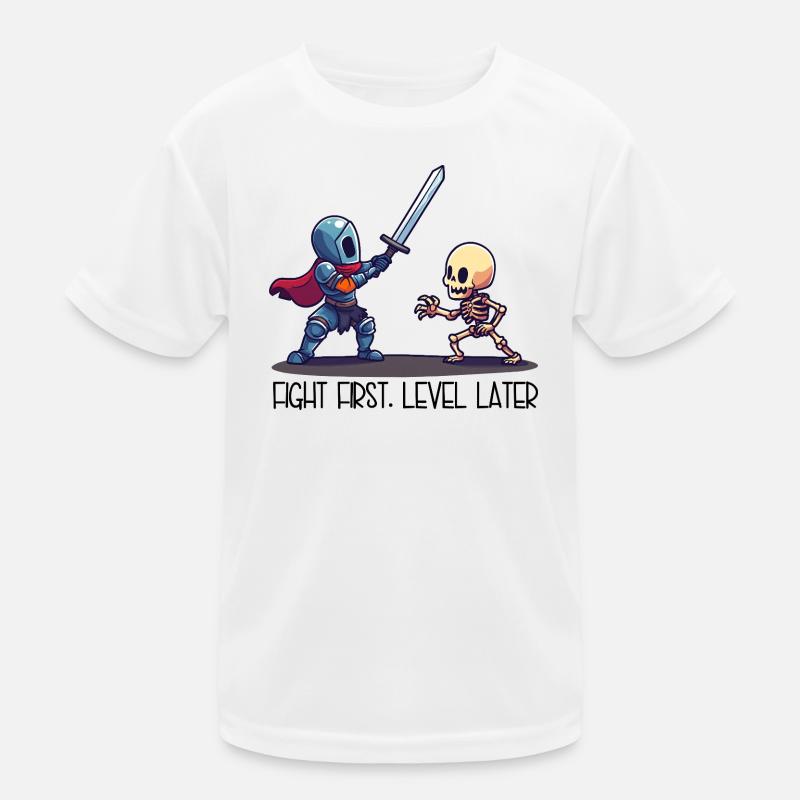 First Fight, Level Later – Ritter vs Skelett Kinder Funktions-T-Shirt