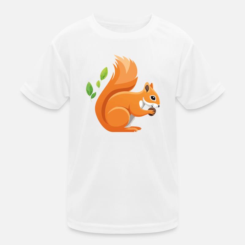 Verspielter Eichhörnchen-Print mit Blättern Kinder Funktions-T-Shirt