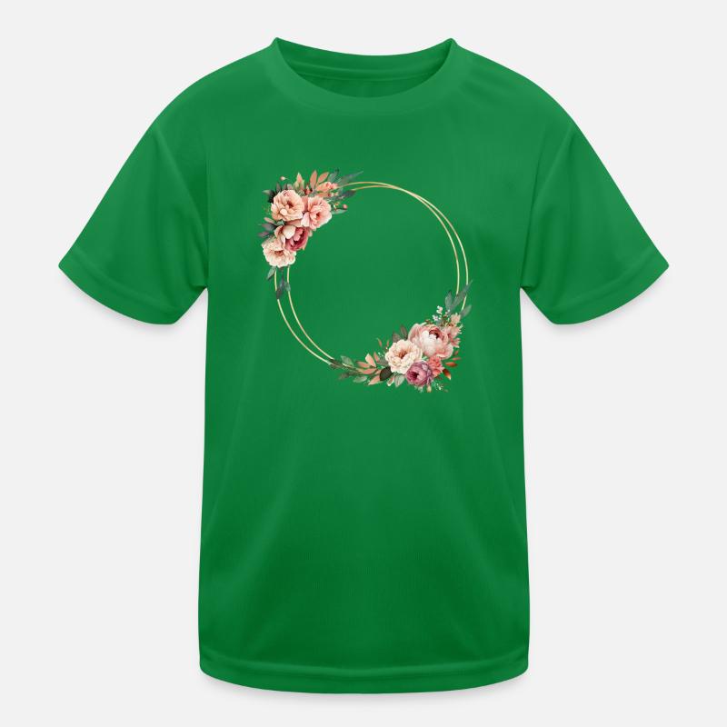 Rustic flower wreath, customizable Kids Functional T-Shirt