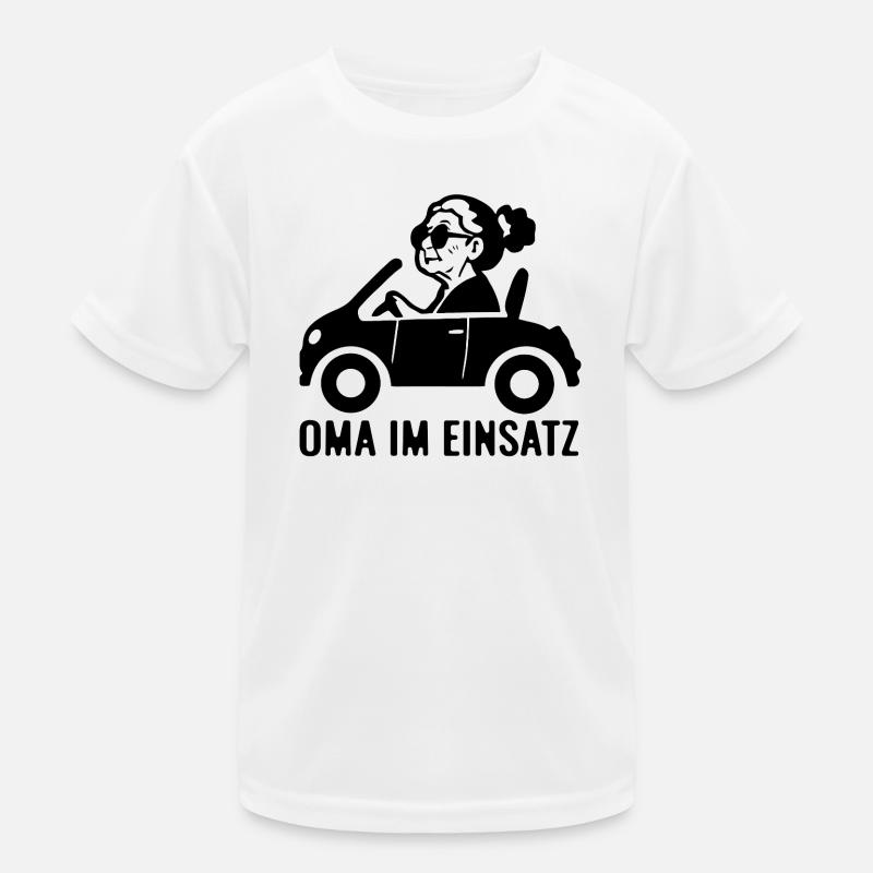 Oma im Einsatz Auto Kinder Funktions-T-Shirt