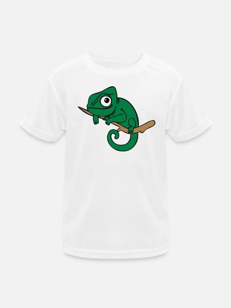Lui das Chamäleon, dreifarbig - Kinder Funktions-T-Shirt - Weiß - Vorne