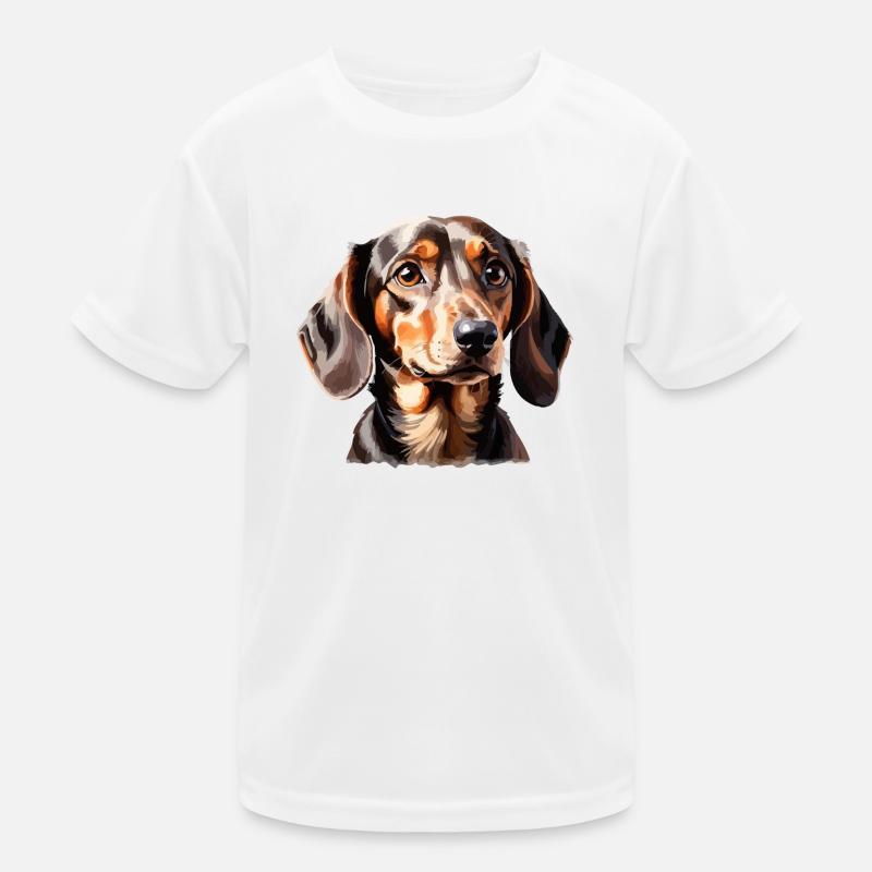 Dackel Verspielter Hund Porträt Kinder Funktions-T-Shirt
