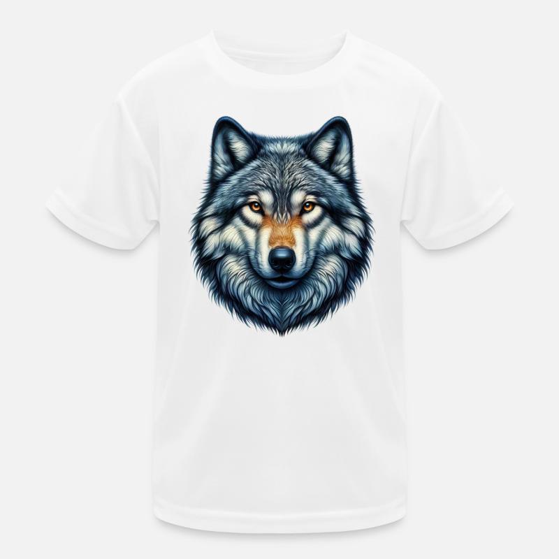 Wolf - Kinder Funktions-T-Shirt - Weiß