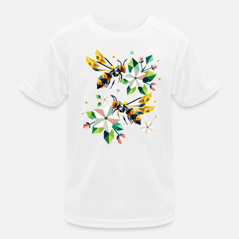 Bees and apple blossoms in harmonious colours Kids Functional T-Shirt