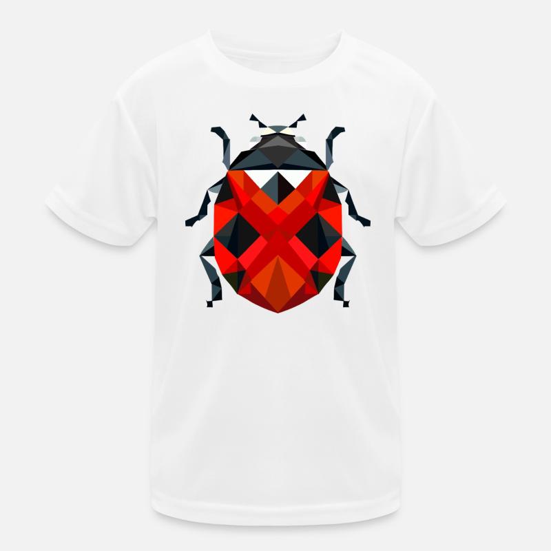 Stylish Polygonal Ladybug Illustration Kids Functional T-Shirt