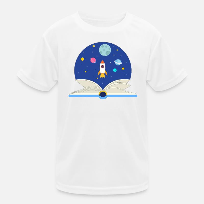Open Book with Space Scene, Imagination and Advent Kids Functional T-Shirt