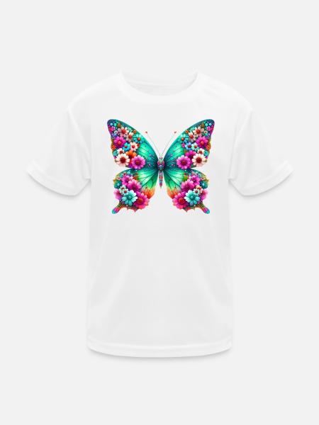 Schmetterling - Kinder Funktions-T-Shirt - Weiß