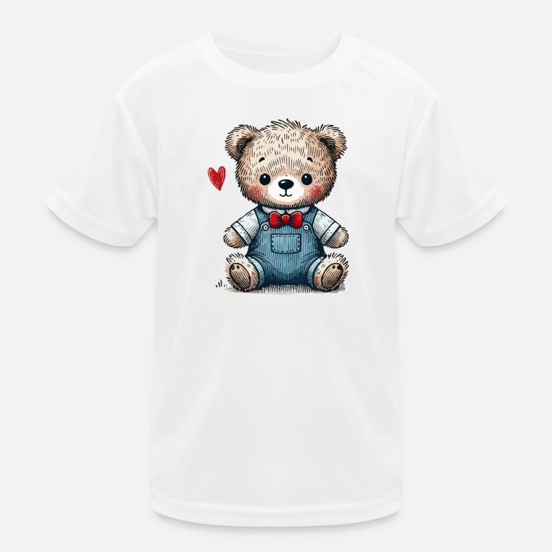 Vintage teddy bear with dungarees Kids Functional T-Shirt