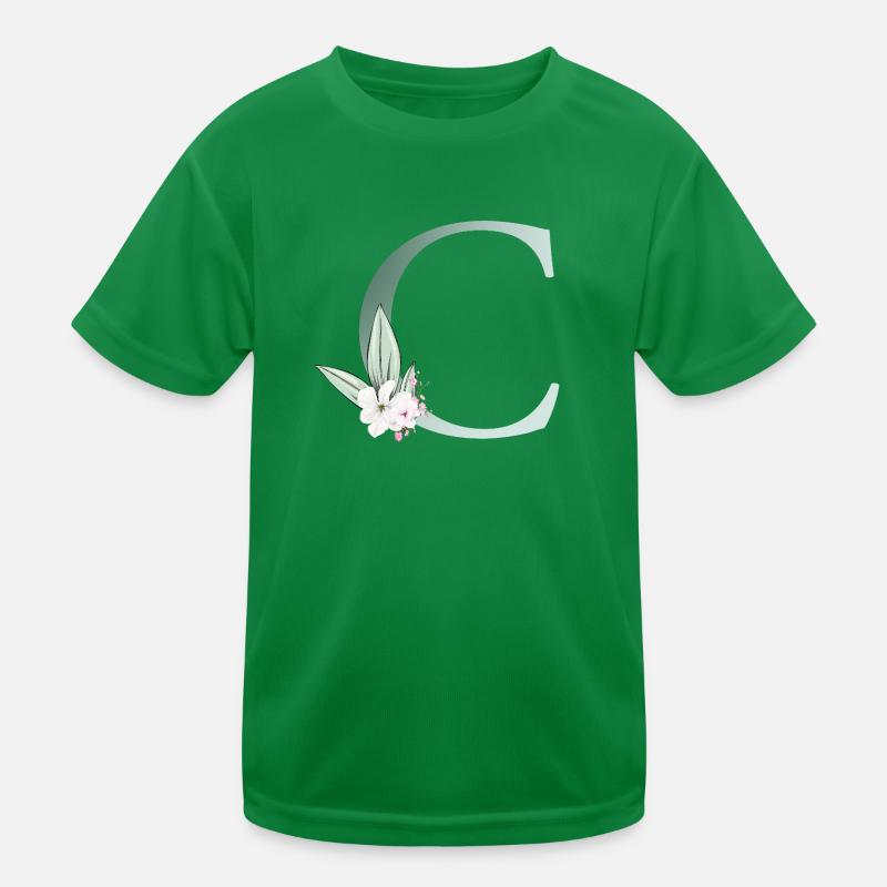 C Monogram, Floral, Customizable Kids Functional T-Shirt