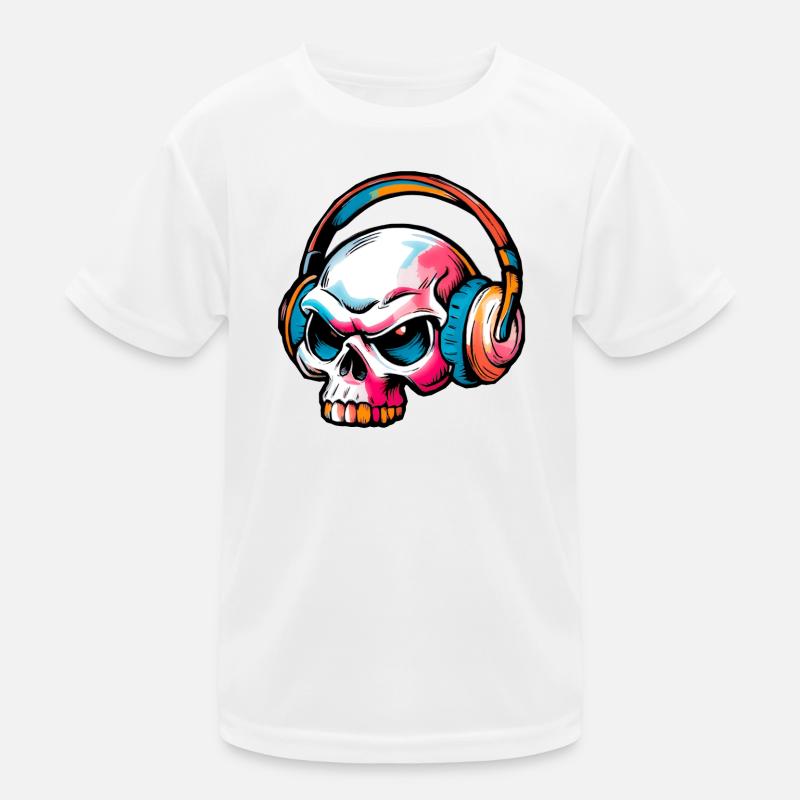 Colored Skull Illustration Kids Functional T-Shirt