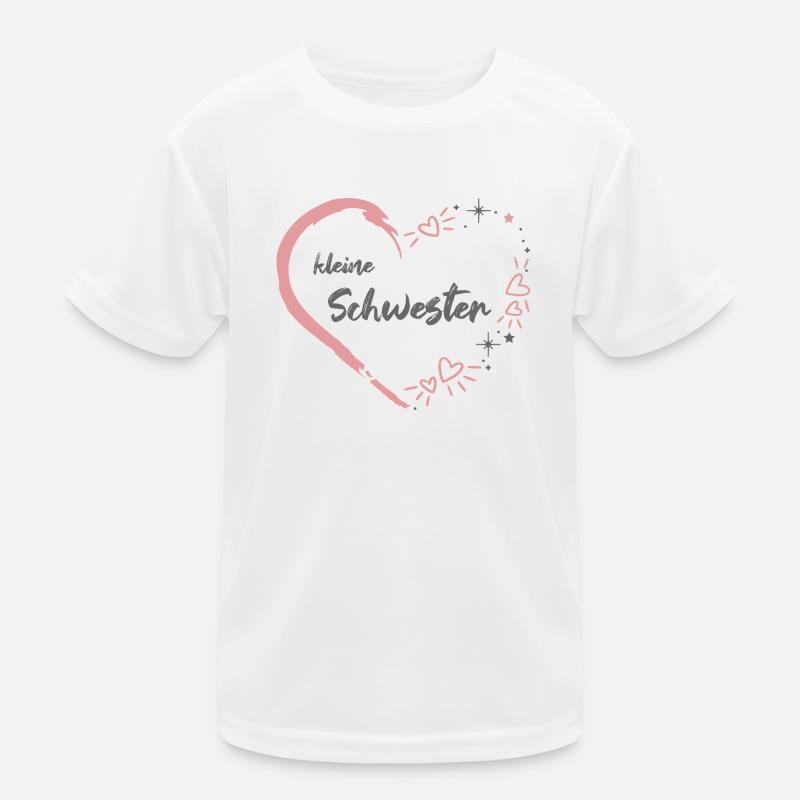 kleine Schwester Herz rosa grau Kinder Funktions-T-Shirt