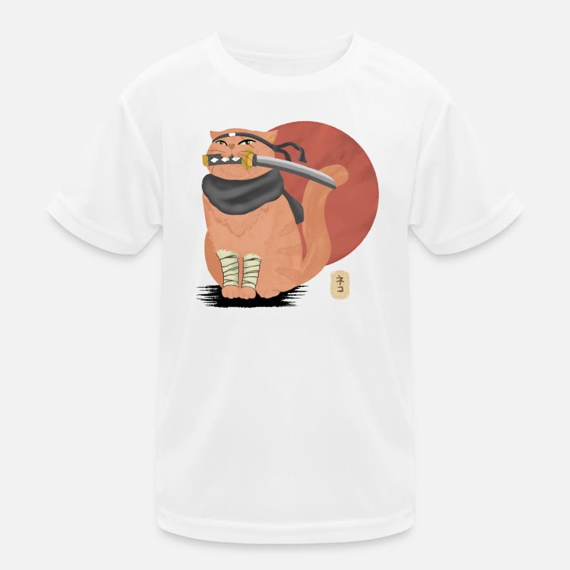 Samurai-Katze mit Katana Kinder Funktions-T-Shirt
