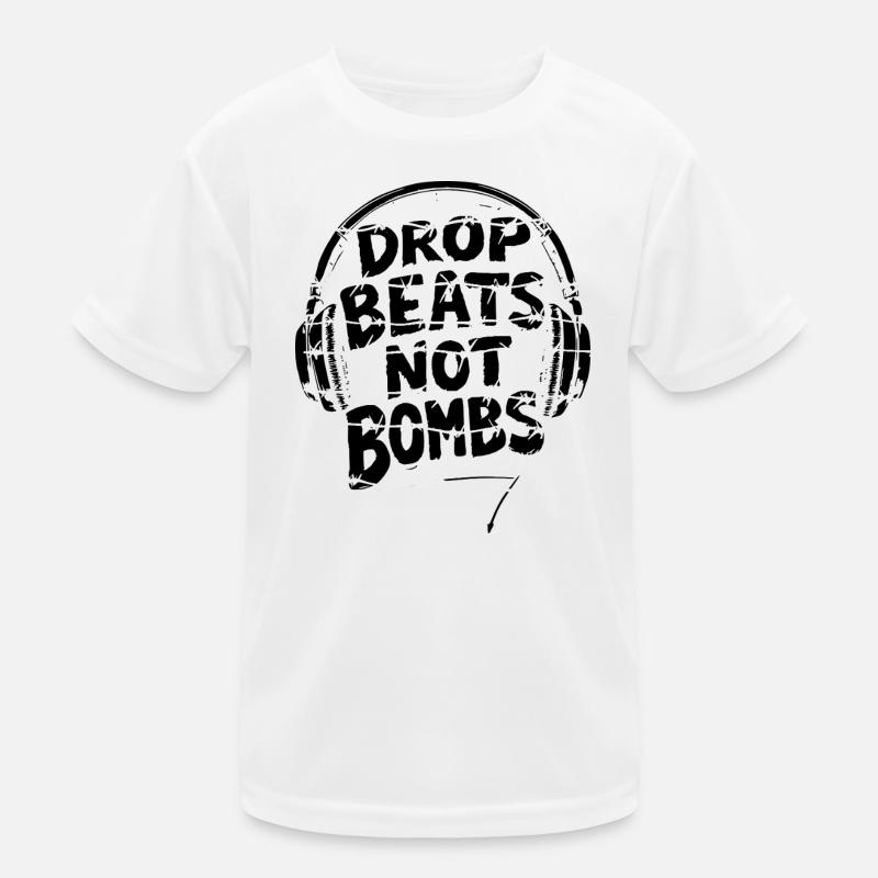 Drop Beats Not Bombs Peace design Black Kinder Funktions-T-Shirt